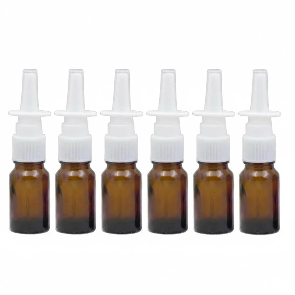 Happyupcity Refillable Glass Spray Bottle 10ml | Portable Brown Nasal & Cosmetic Container