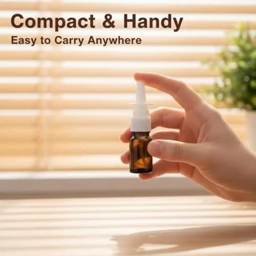 Happyupcity Refillable Glass Spray Bottle 10ml | Portable Brown Nasal & Cosmetic Container thumbnail 4