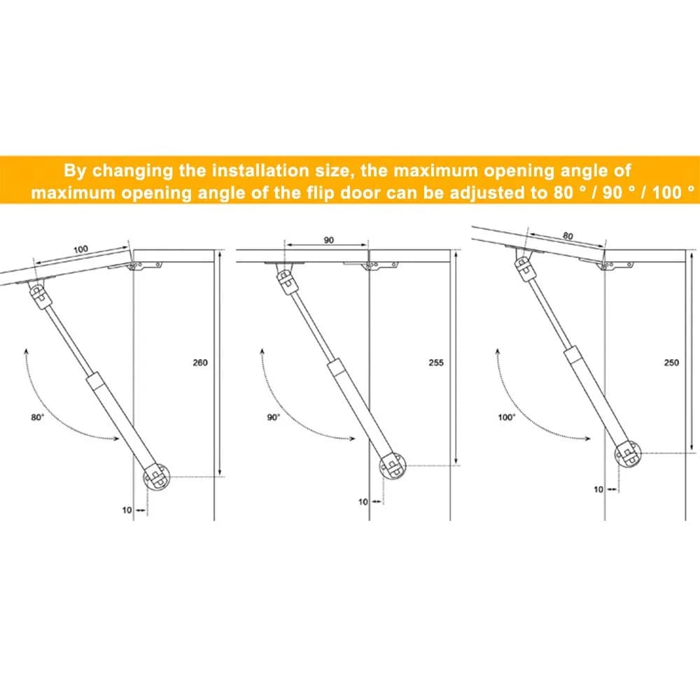 Hxchen Hydraulic Cabinet Hinges 6-Inch 30N Soft Close Lid Supports (4-Pack, Stainless Steel & Nylon) - view 8