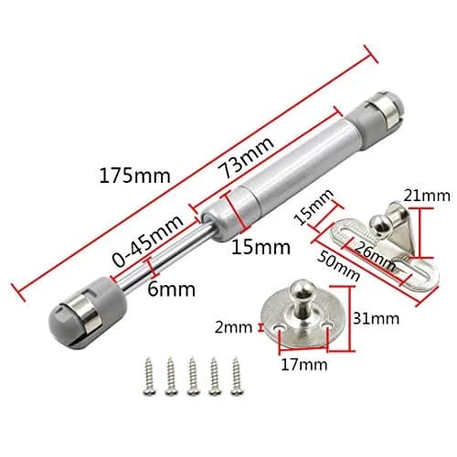 Hxchen Hydraulic Cabinet Hinges 6-Inch 30N Soft Close Lid Supports (4-Pack, Stainless Steel & Nylon) thumbnail 3