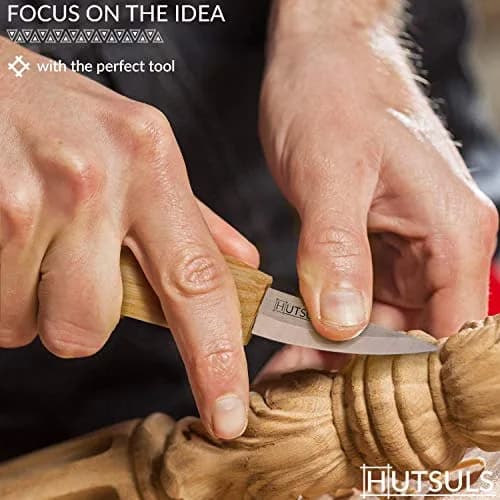 Hutsuls Wood Whittling Kit for Beginners - 8-Piece Carbon Steel Knife Set with Ashwood Handles, 20.07cm (7.9in) | USA-Sourced Craft Tools thumbnail 5