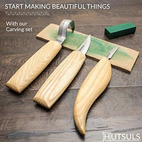 Hutsuls Wood Whittling Kit for Beginners - 8-Piece Carbon Steel Knife Set with Ashwood Handles, 20.07cm (7.9in) | USA-Sourced Craft Tools thumbnail 7