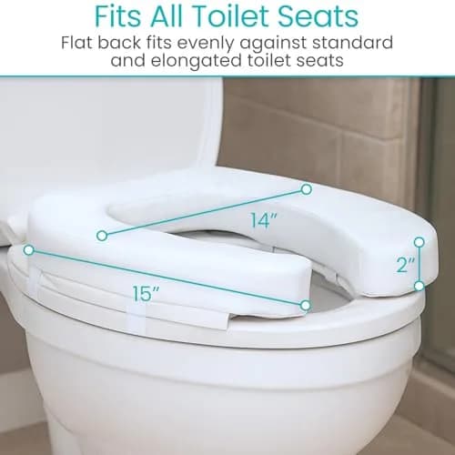 Vive Toilet Seat Cushion 2" Height (5.1 cm) - Soft Foam Padded for Standard & Elongated Seats thumbnail 5