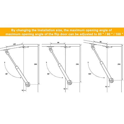 Hxchen Hydraulic Support Cabinet Hinges 235mm (9.25") 30N Soft Close Lid Supports | Pack of 4 Satin Nickel Silver thumbnail 8
