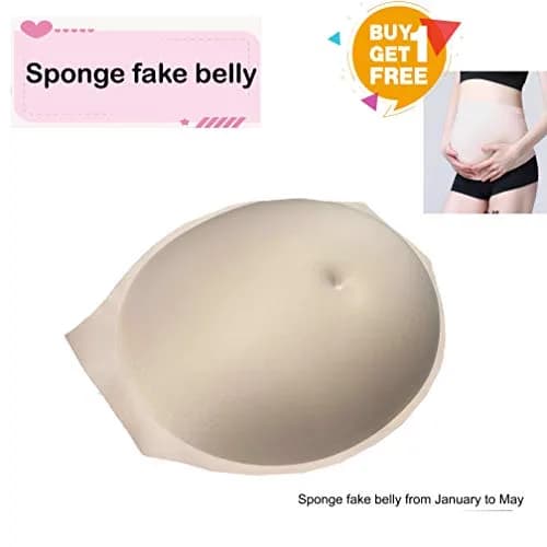 BIMEI Fake Pregnant Belly Pad 1-5 Months (Beige) | Lightweight Sponge for Realistic Bump thumbnail 2