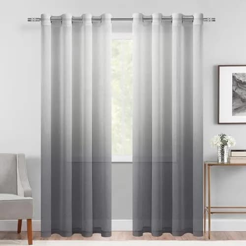 DWCN Grey Ombre Sheer Curtains 84 Inches Long | Elegant Light Diffusion for Living Room thumbnail 1