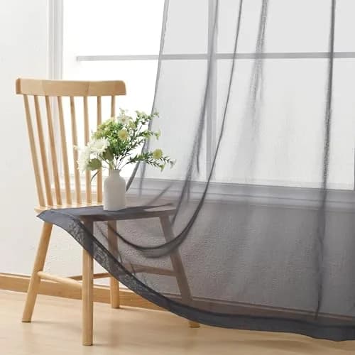 DWCN Grey Ombre Sheer Curtains 84 Inches Long | Elegant Light Diffusion for Living Room thumbnail 3