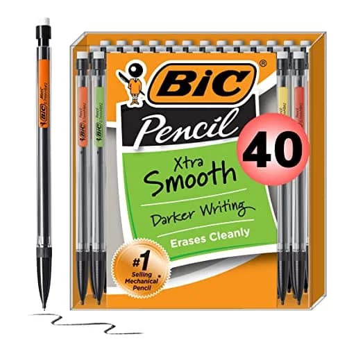 BIC Xtra-Smooth Mechanical Pencil, Medium Point (0.7 mm), 40-Count | Smudge-Free, Erases Cleanly, Office & School Use thumbnail 1
