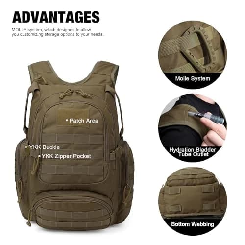 Mardingtop 25L Tactical Backpack Military Rucksack for Camping & Hiking | Water-Resistant, Expandable, Unisex thumbnail 3