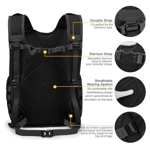Mardingtop 25L Tactical Backpack Black | Military & Hiking Daypack with MOLLE thumbnail 5