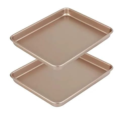 Walooza Nonstick Baking Sheets Pan Set of 2, 11 Inch Rectangular Cookie Sheet Replacement Toaster Oven Tray | Heavy Duty & Easy Clean thumbnail 1