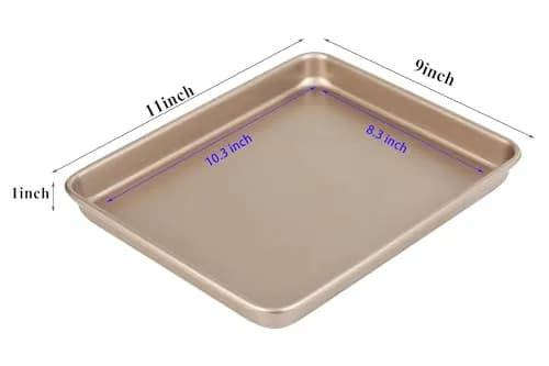 Walooza Nonstick Baking Sheets Pan Set of 2, 11 Inch Rectangular Cookie Sheet Replacement Toaster Oven Tray | Heavy Duty & Easy Clean thumbnail 2