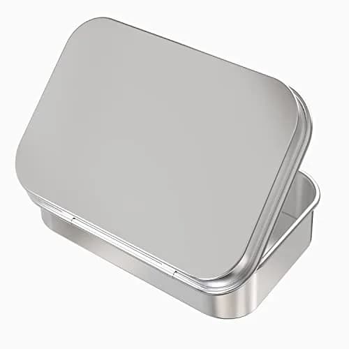 Hulless Silver Hinged Tin Box Metal Tins Storage Containers 2 Pack | 11.43cm x 8.38cm x 2.29cm (4.5"x3.3"x0.9") thumbnail 4