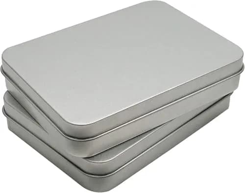 Hulless Silver Hinged Tin Box Metal Tins Storage Containers 2 Pack | 11.43cm x 8.38cm x 2.29cm (4.5"x3.3"x0.9") thumbnail 5