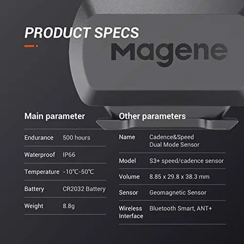 Magene S3+ Speed & Cadence Sensor for Cycling | Wireless Bluetooth/ANT+ Bike Computer RPM Sensor (2-Pack, Black) thumbnail 6