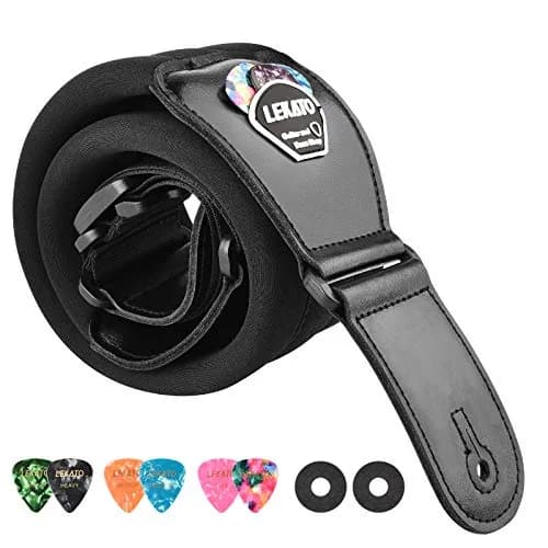 LEKATO Bass Guitar Strap 3" Wide Padded Adjustable from 45" to 55" | Comfortable, Durable & Safe for Heavy Guitars thumbnail 1