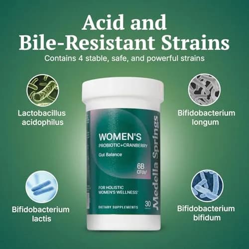 Medella Naturals Women’s Probiotics with Prebiotics and Cranberry (30 Caps) | Supports Vaginal & Digestive Health thumbnail 4