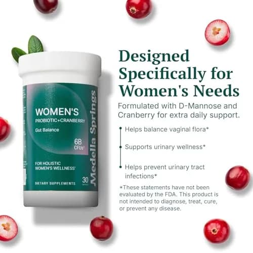 Medella Naturals Women’s Probiotics with Prebiotics and Cranberry (30 Caps) | Supports Vaginal & Digestive Health thumbnail 3
