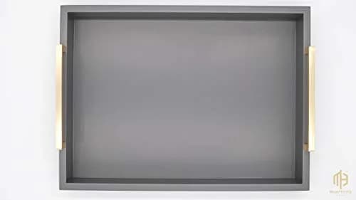 Montecito Home Decorative Serving Tray with Handles - Charcoal - 41.91cm x 31.11cm (16.5" x 12.25") thumbnail 4