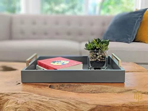 Montecito Home Decorative Serving Tray with Handles - Charcoal - 41.91cm x 31.11cm (16.5" x 12.25") thumbnail 5
