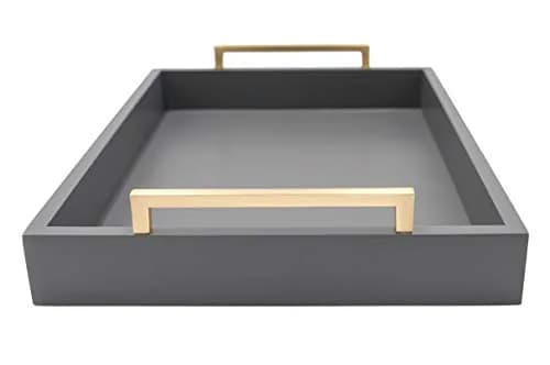 Montecito Home Decorative Serving Tray with Handles - Charcoal - 41.91cm x 31.11cm (16.5" x 12.25") thumbnail 2