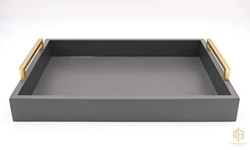 Montecito Home Decorative Serving Tray with Handles - Charcoal - 41.91cm x 31.11cm (16.5" x 12.25") thumbnail 3