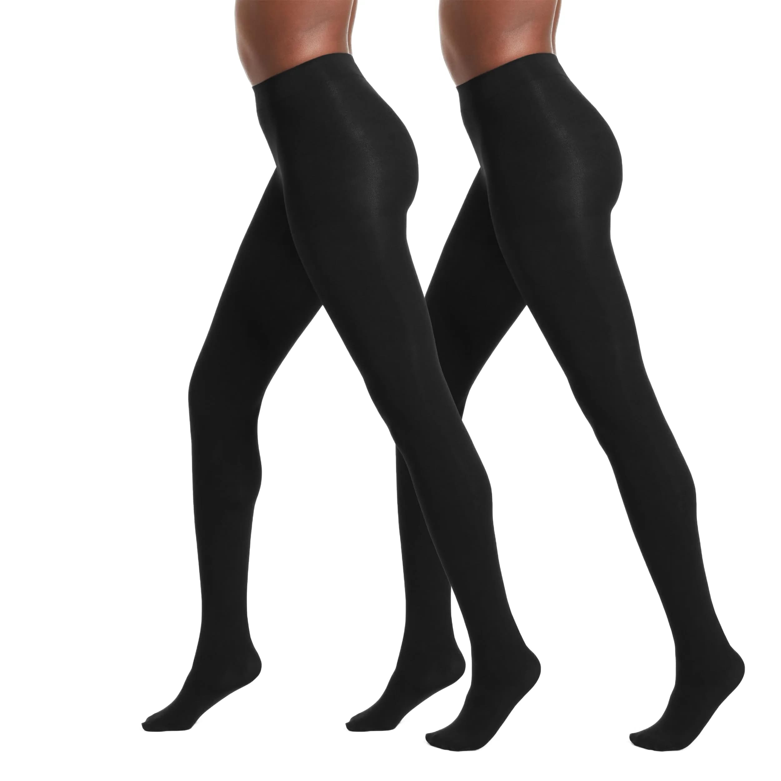 No Nonsense Women's Super Opaque Control-top Tights, Black/Black, Medium | All-Day Comfort & Support