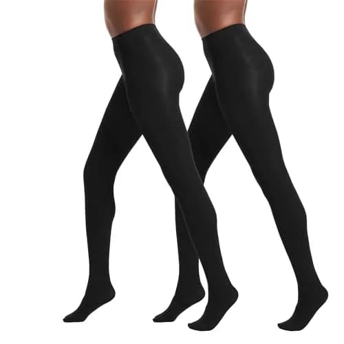 No Nonsense Women's Super Opaque Control-top Tights, Black/Black, Medium | All-Day Comfort & Support thumbnail 1