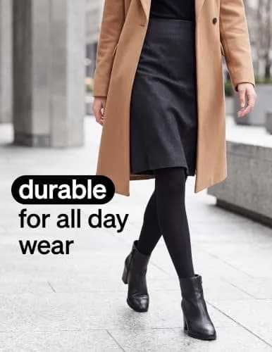 No Nonsense Women's Super Opaque Control-top Tights, Black/Black, Medium | All-Day Comfort & Support thumbnail 4