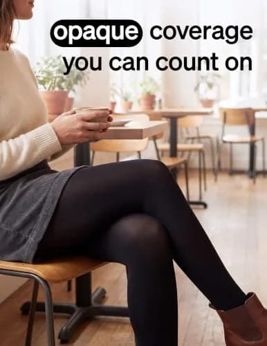 No Nonsense Women's Super Opaque Control-top Tights, Black/Black, Medium | All-Day Comfort & Support thumbnail 5