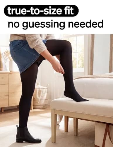 No Nonsense Women's Super Opaque Control-top Tights, Black/Black, Medium | All-Day Comfort & Support thumbnail 6