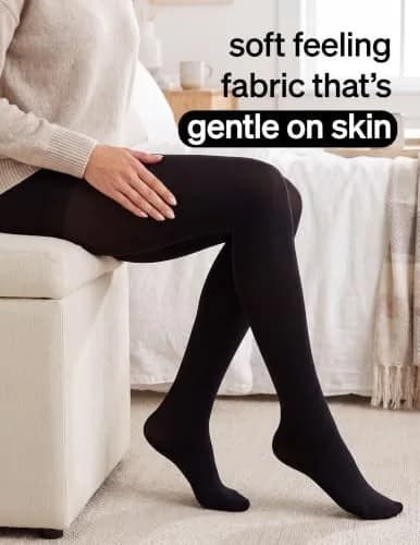 No Nonsense Women's Super Opaque Control-top Tights, Black/Black, Medium | All-Day Comfort & Support thumbnail 3