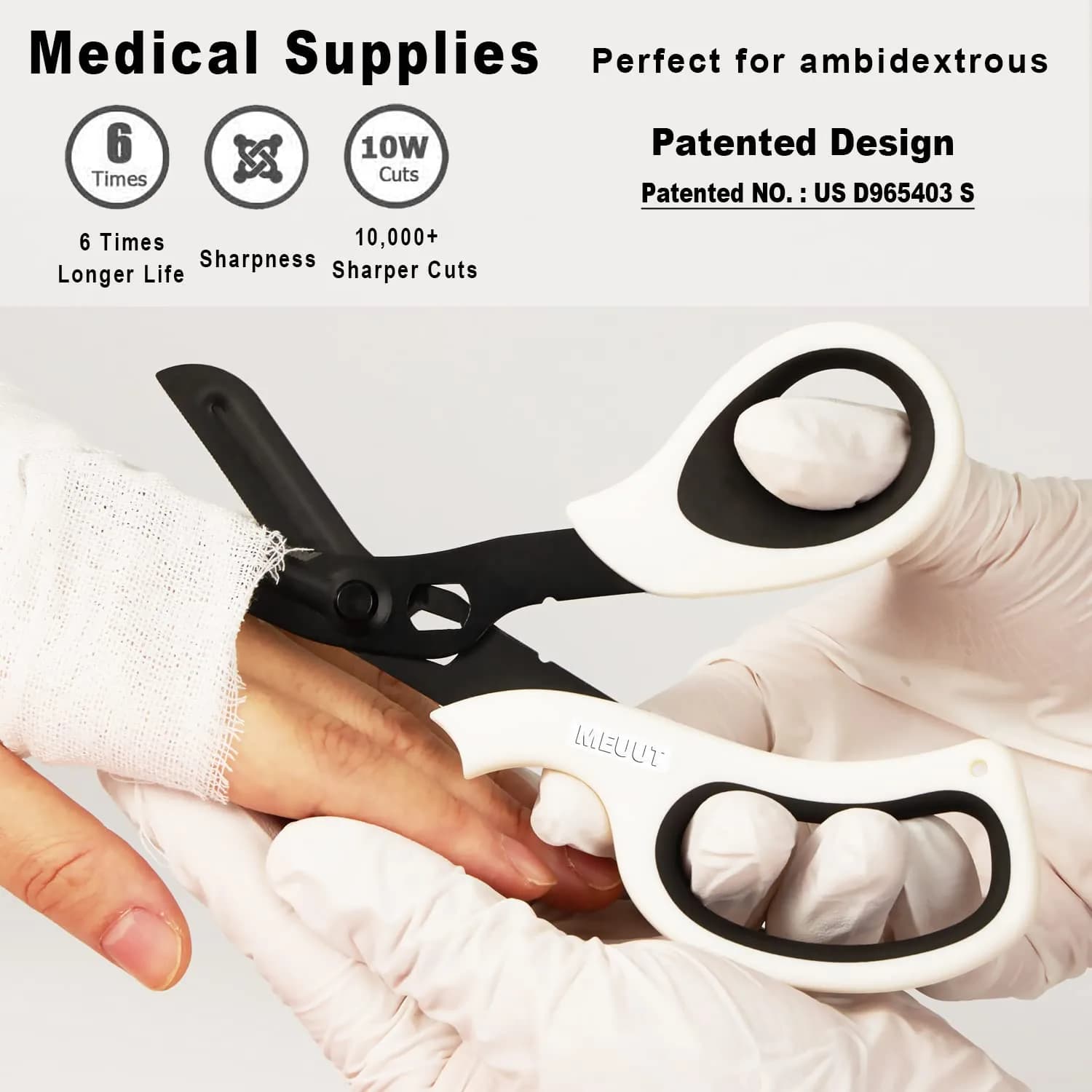 MEUUT Burgundy & White Trauma Shears (2-Pack, 7.8 Inch) - Patented Stainless Steel Medical Scissors with Oxygen Wrench - view 3