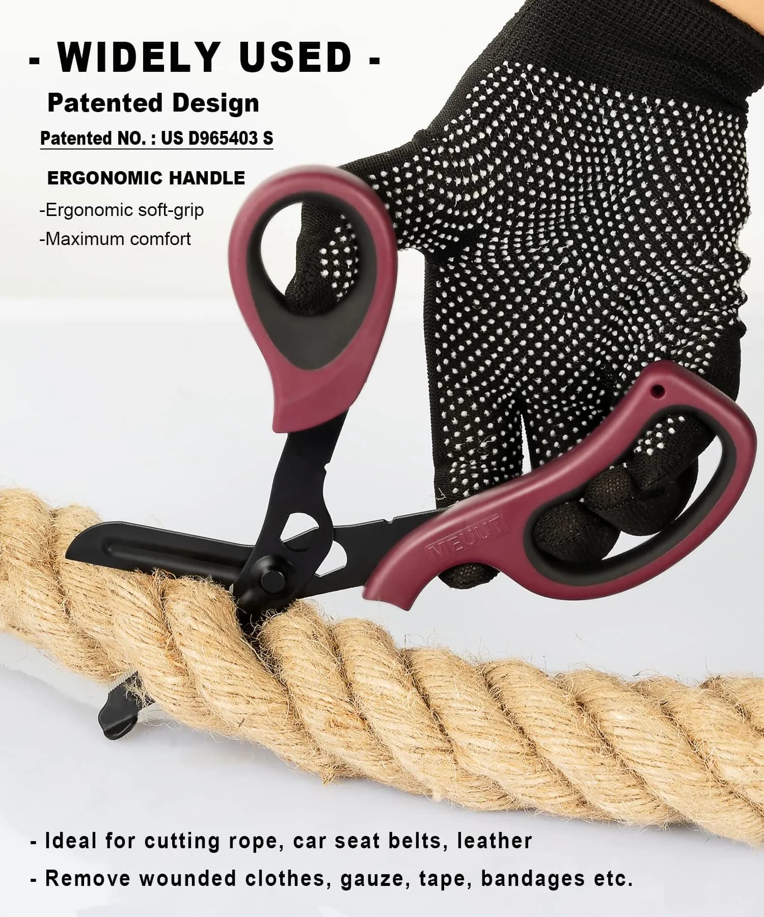MEUUT Burgundy & White Trauma Shears (2-Pack, 7.8 Inch) - Patented Stainless Steel Medical Scissors with Oxygen Wrench - view 4