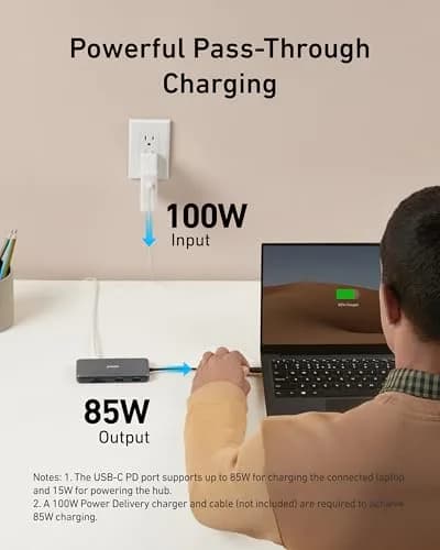 Anker 555 USB-C Hub (8-in-1) with 4K@60Hz HDMI, 10Gbps USB-C & 2 USB-A Data Ports, Ethernet, SD/MicroSD Card Reader, 85W PD Pass-Through thumbnail 5