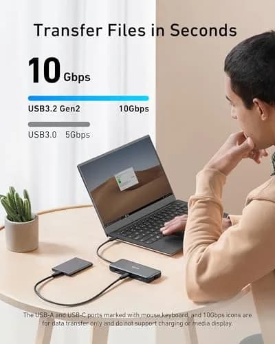 Anker 555 USB-C Hub (8-in-1) with 4K@60Hz HDMI, 10Gbps USB-C & 2 USB-A Data Ports, Ethernet, SD/MicroSD Card Reader, 85W PD Pass-Through thumbnail 3