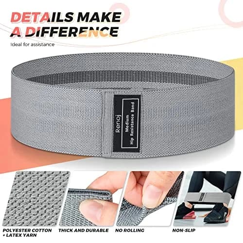 Renoj Booty Resistance Bands Set, 3 Non Slip Hip Exercise Bands for Legs & Butt, Resistance 35 lbs | Fitness & Strength Training thumbnail 5