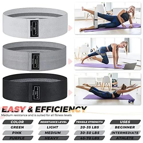 Renoj Booty Resistance Bands Set, 3 Non Slip Hip Exercise Bands for Legs & Butt, Resistance 35 lbs | Fitness & Strength Training thumbnail 6