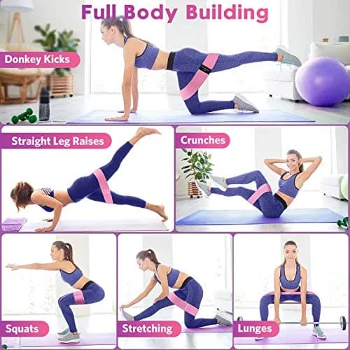Renoj Resistance Bands for Working Out: 3-Set Exercise Bands for Pilates, Yoga, Home Gym, Booty, Leg Training | Heavy/Medium/Light Fabric Loops thumbnail 5