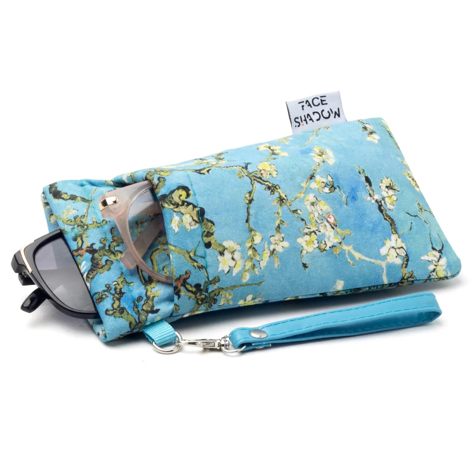 Face Shadow Silk Red Large Double Eyeglass Pouch with Squeeze Top - main product image