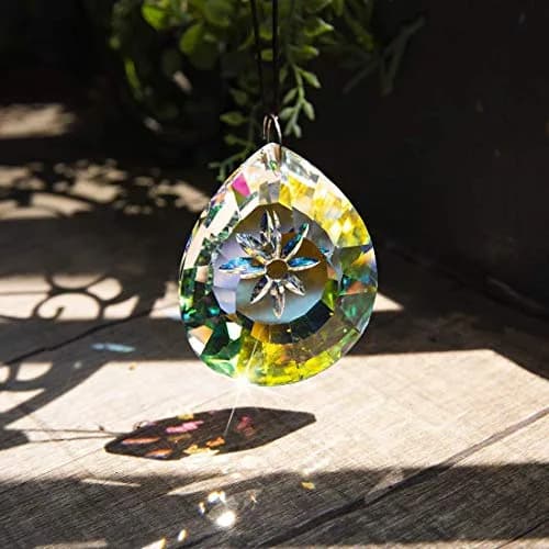 H&D HYALINE & DORA 76mm Crystal Glass Rainbow Suncatcher Drop Pendant Chandelier Lamp Decor | Striking Teardrop Pattern with Star Engraving thumbnail 4