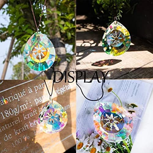 H&D HYALINE & DORA 76mm Crystal Glass Rainbow Suncatcher Drop Pendant Chandelier Lamp Decor | Striking Teardrop Pattern with Star Engraving thumbnail 5