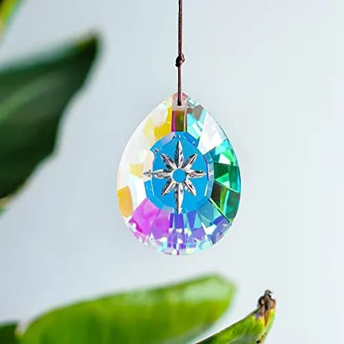H&D HYALINE & DORA 76mm Crystal Glass Rainbow Suncatcher Drop Pendant Chandelier Lamp Decor | Striking Teardrop Pattern with Star Engraving thumbnail 6