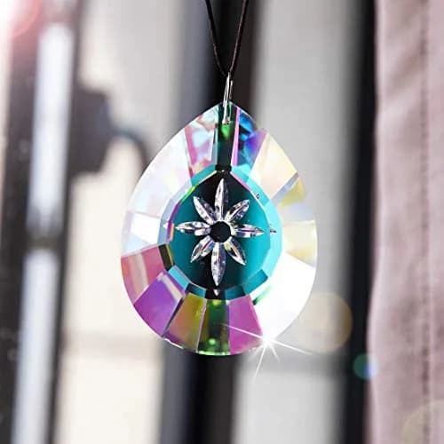 H&D HYALINE & DORA 76mm Crystal Glass Rainbow Suncatcher Drop Pendant Chandelier Lamp Decor | Striking Teardrop Pattern with Star Engraving thumbnail 7