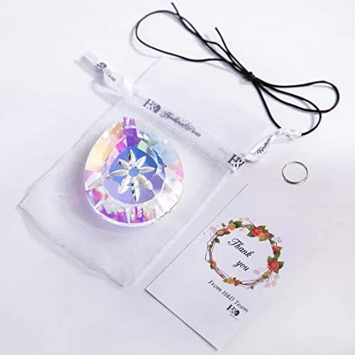 H&D HYALINE & DORA 76mm Crystal Glass Rainbow Suncatcher Drop Pendant Chandelier Lamp Decor | Striking Teardrop Pattern with Star Engraving thumbnail 8