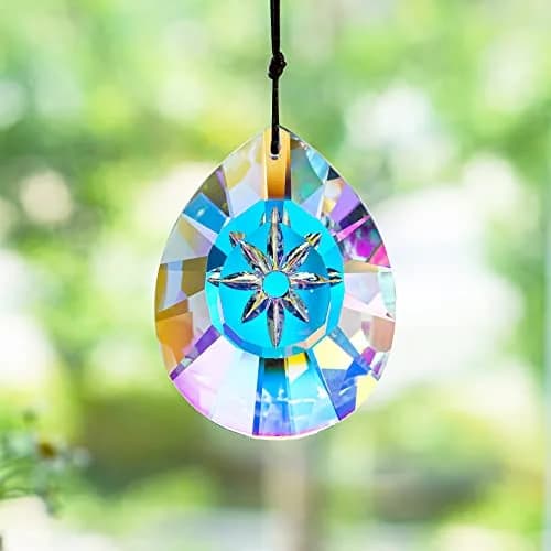 H&D HYALINE & DORA 76mm Crystal Glass Rainbow Suncatcher Drop Pendant Chandelier Lamp Decor | Striking Teardrop Pattern with Star Engraving thumbnail 3