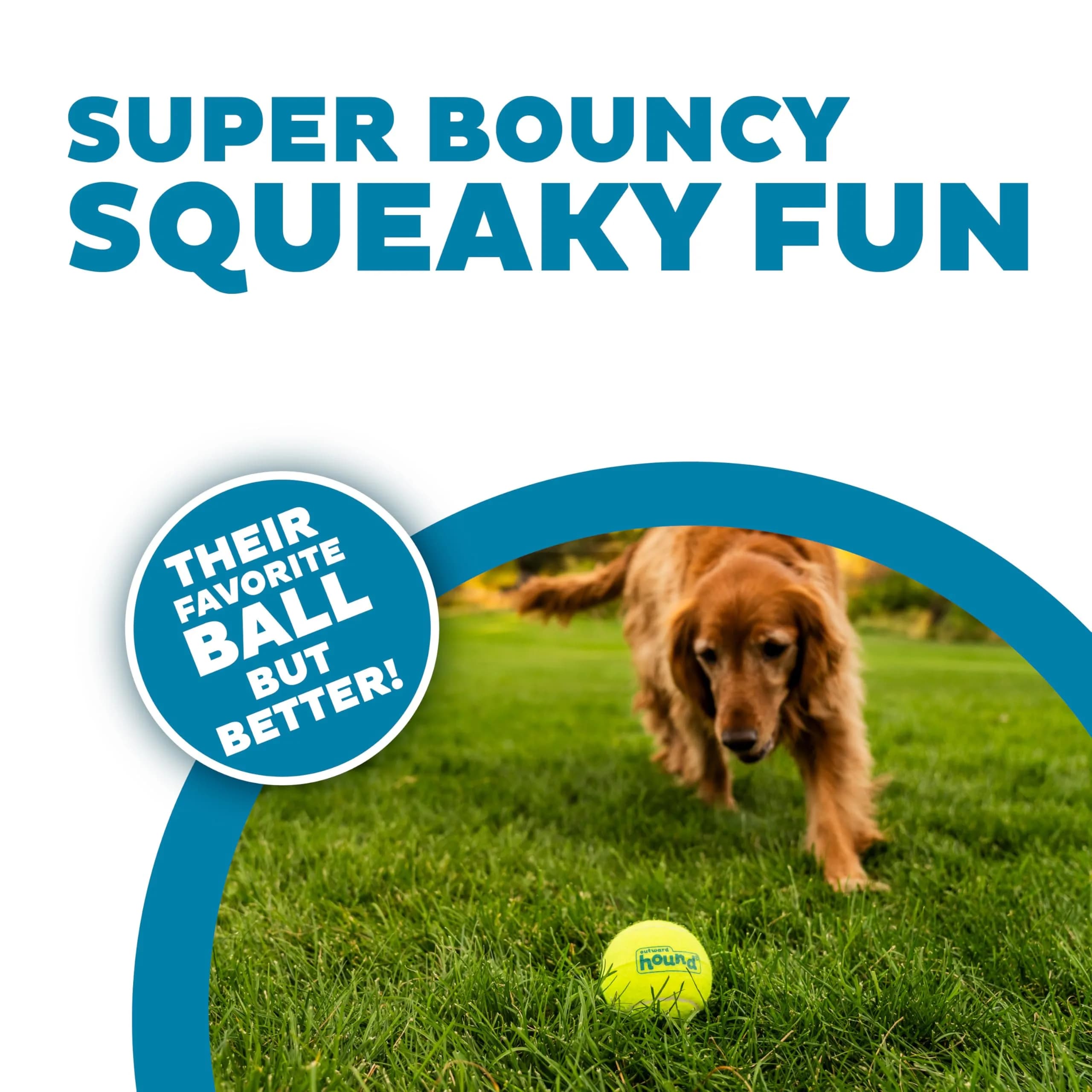 Outward Hound Squeaker Ballz Tennis Ball Dog Toy, Large 3" (7.6 cm) 4-Pack | Durable Fetch & Training Toy - view 2