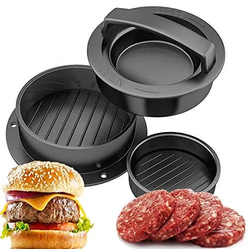 iPstyle Black Burger Press Patty Maker with Non-Stick Coating & Dishwasher Safe Design | 12.7 cm (5 inch) Round Mold thumbnail 1