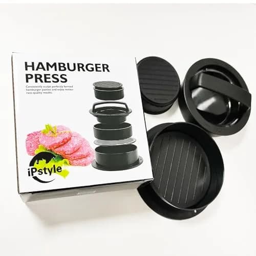 iPstyle Black Burger Press Patty Maker with Non-Stick Coating & Dishwasher Safe Design | 12.7 cm (5 inch) Round Mold thumbnail 7