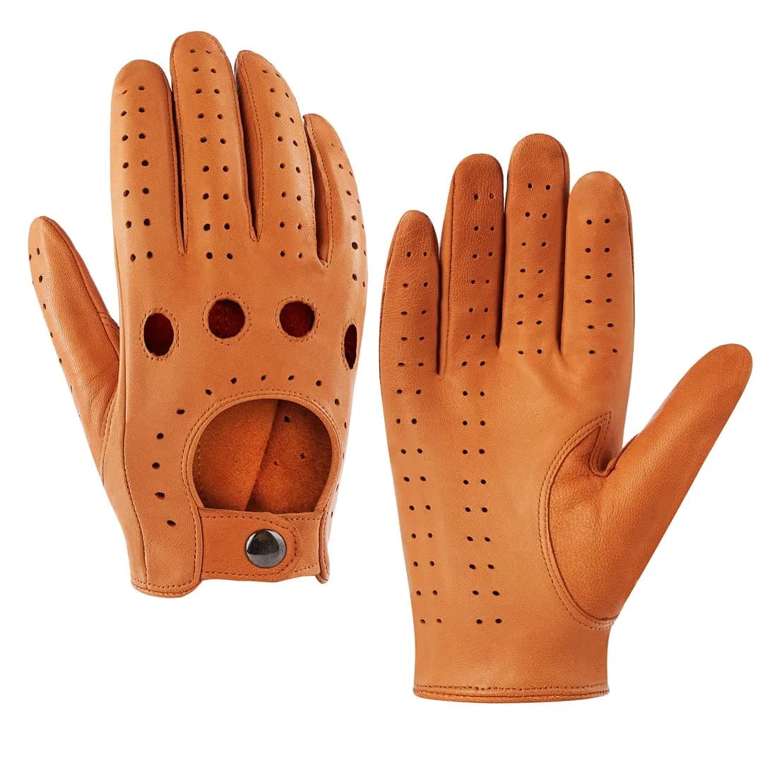 Harssidanzar Men's Lambskin Driving Gloves Large (21-24 cm / 8.2-9.5") | Unlined Non-Touch Leather - main product image